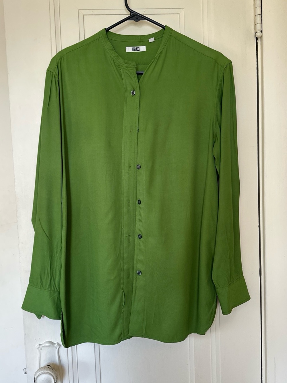 UNIQLO Green Mandarin-Collar Button Up Shirt